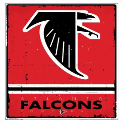Trends International NFL Atlanta Falcons - Retro Logo 15 Wall Poster, 14.725" x 22.375", White Framed Version