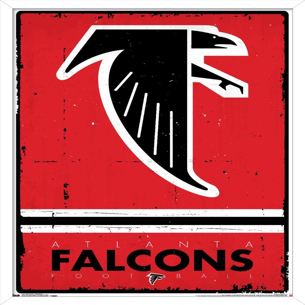 Trends International NFL Atlanta Falcons - Retro Logo 15 Wall Poster, 14.725" x 22.375", White Framed Version