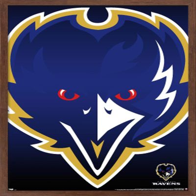 Trends International NFL Baltimore Ravens - Logo 14 Wall Poster, 14.725" x 22.375", Mahogany Framed Version