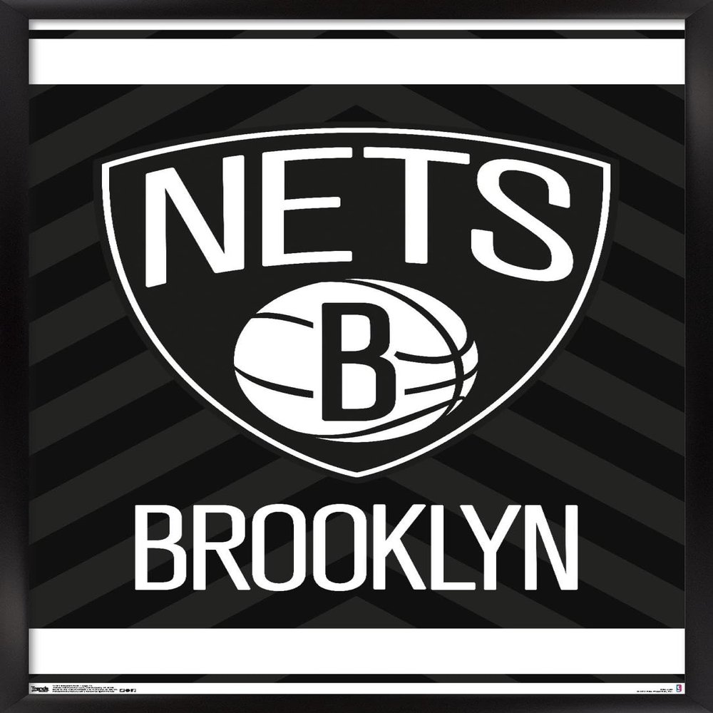 Trends International NBA Brooklyn Nets - Logo 15 Wall Poster, 14.725" x 22.375", Black Framed Version