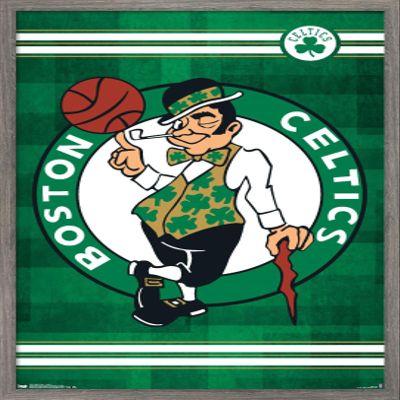 Trends International NBA Boston Celtics - Logo 14 Wall Poster, 22.375" x 34", Barnwood Framed Version