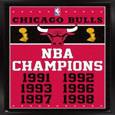 Trends International NBA Chicago Bulls - Champions 13 Wall Poster, 14.725" x 22.375", Black Framed Version