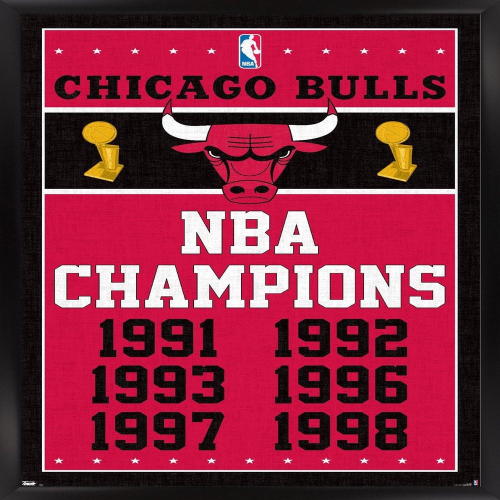 Trends International NBA Chicago Bulls - Champions 13 Wall Poster, 14.725" x 22.375", Black Framed Version
