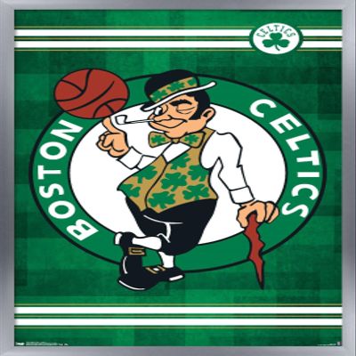 Trends International NBA Boston Celtics - Logo 14 Wall Poster, 14.725" x 22.375", Silver Framed Version