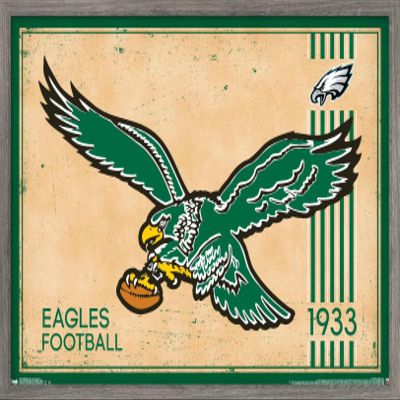 Trends International NFL Philadelphia Eagles - Retro Logo 14 Wall Poster, 14.725" x 22.375", Barnwood Framed Version