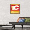 Trends International NHL Calgary Flames - Retro Logo 13 Wall Poster, 14.725" x 22.375", Barnwood Framed Version view 2