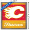 Trends International NHL Calgary Flames - Retro Logo 13 Wall Poster, 14.725" x 22.375", Barnwood Framed Version view 3