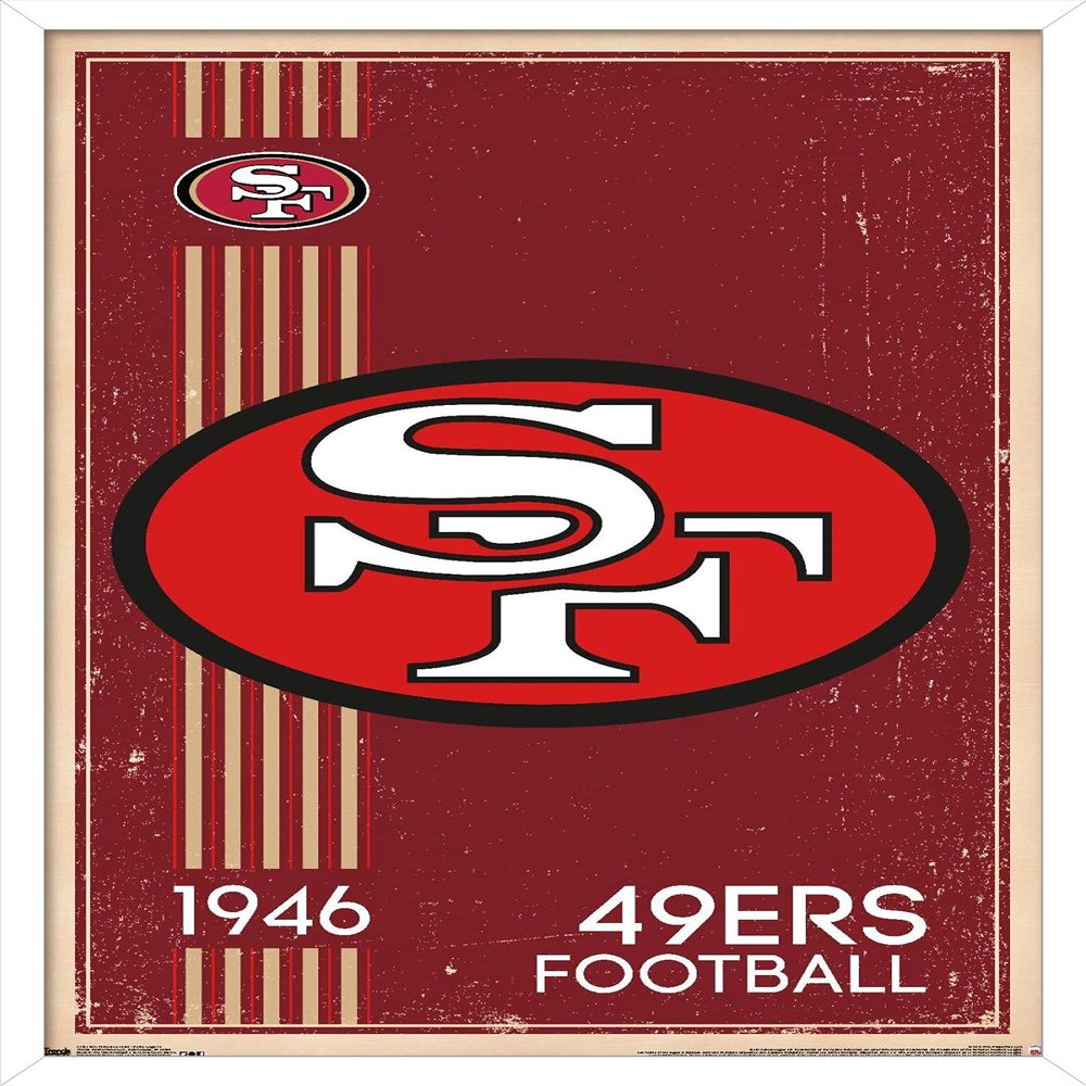 Trends International NFL San Francisco 49ers - Retro Logo 14 Wall Poster, 14.725" x 22.375", White Framed Version