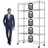 6-Tier Heavy Duty Steel Wire Shelving Unit | 350 lb Capacity per Shelf | NSF Certified Adjustable Storage Rack for Garage, Pantry, Kitchen | 48" L x 18" W x 82" H | Mobile Commercial Shelves view 1