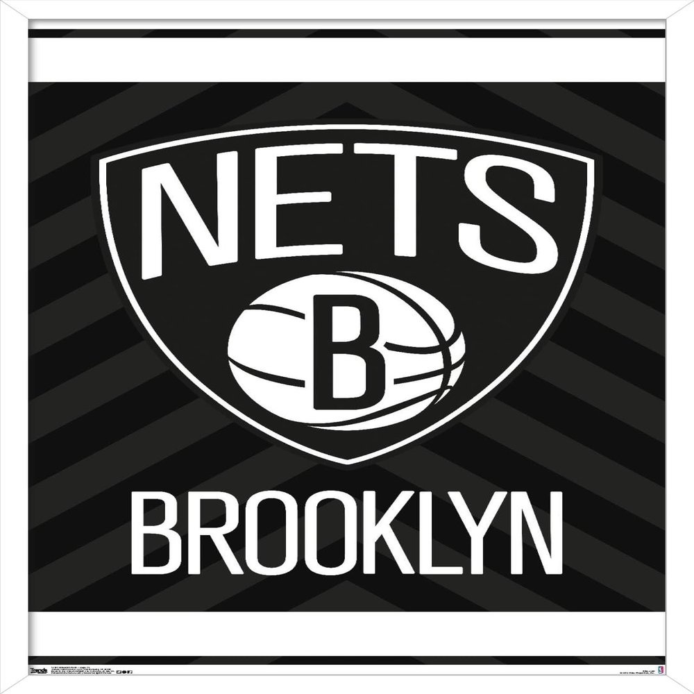Trends International NBA Brooklyn Nets - Logo 15 Wall Poster, 14.725" x 22.375", White Framed Version