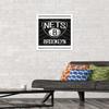 Trends International NBA Brooklyn Nets - Logo 15 Wall Poster, 14.725" x 22.375", White Framed Version view 2