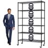 Dkeli 6-Tier Heavy Duty Metal Shelving Unit with Wheels | 48''D x 18''W x 82''H NSF Certified Adjustable Storage Rack | Commercial Grade Steel Wire Shelves for Garage, Pantry, Kitchen - Black view 1