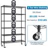 Dkeli 6-Tier Heavy Duty Metal Shelving Unit with Wheels | 48''D x 18''W x 82''H NSF Certified Adjustable Storage Rack | Commercial Grade Steel Wire Shelves for Garage, Pantry, Kitchen - Black view 4