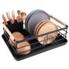 BRIAN & DANY Dish Drying Rack, Dish Racks for Kitchen Counter, Stainless Steel Dish Drainer with Removable Cutlery Holder & Drainboard, Black view 1