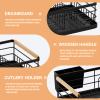 BRIAN & DANY Dish Drying Rack, Dish Racks for Kitchen Counter, Stainless Steel Dish Drainer with Removable Cutlery Holder & Drainboard, Black view 3