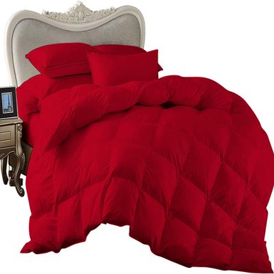 1 Piece Comforter and 3 Piece Duvet Cover King/California King by High Kotton Premium 800 Thread Count 100% Egyptian Cotton Deep Solid Luxurious Hotel Class Bedding Super Soft Red