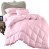 1 Piece Comforter and 3 Piece Duvet Cover Twin/Twin XL by High Kotton Premium 800 Thread Count 100% Egyptian Cotton Deep Solid Luxurious Hotel Class Bedding Super Soft Baby Pink view 1