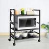 Henf 3-Shelf Metal Rolling Kitchen Cart Microwave Stand,Wire Shelving Unit Storage Rack,Mobile Utility Cart Baker Rack with Lockable Wheels (Black) view 2