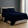 NON Sticky cotton Premium 4 Piece Egyptian Cotton Fitted Queen Sheet Set, Hotel Quality Soft Breathable Bedding Sheets, 30" Extra Deep Pocket, 60" X 80", Navy Blue Stripe view 1