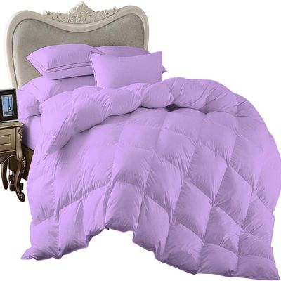 1 Piece Comforter and 3 Piece Duvet Cover Olympic Queen by High Kotton Premium 800 Thread Count 100% Egyptian Cotton Deep Solid Luxurious Hotel Class Bedding Super Soft Lilac