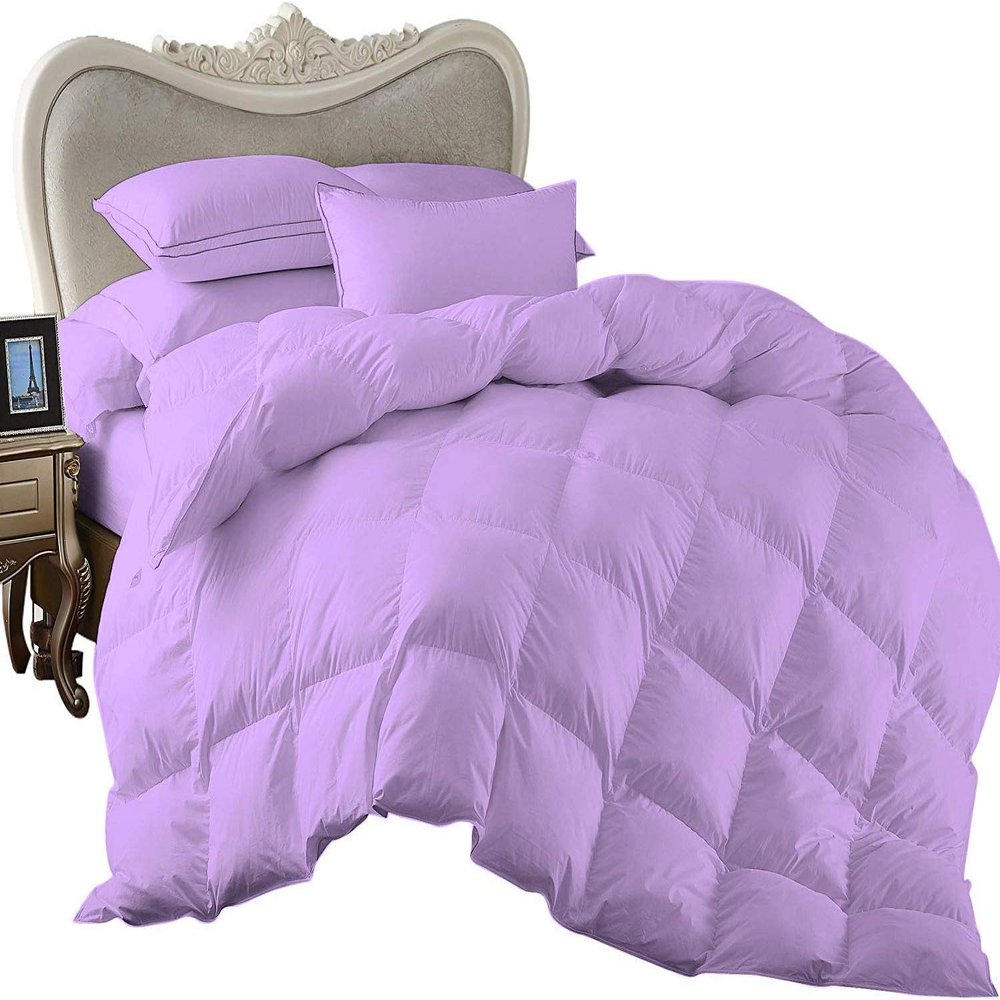 1 Piece Comforter and 3 Piece Duvet Cover Olympic Queen by High Kotton Premium 800 Thread Count 100% Egyptian Cotton Deep Solid Luxurious Hotel Class Bedding Super Soft Lilac