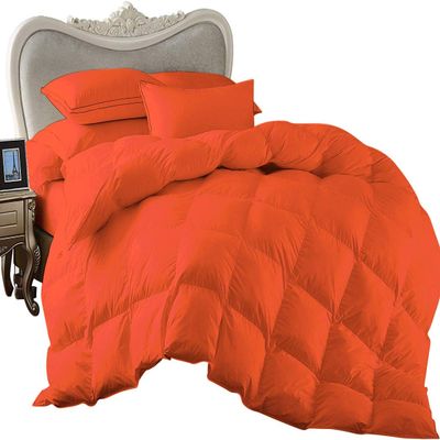 1 Piece Comforter and 3 Piece Duvet Cover Olympic Queen by High Kotton Premium 800 Thread Count 100% Egyptian Cotton Deep Solid Luxurious Hotel Class Bedding Super Soft Orange