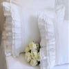 2-Pack Bright White Pillow Shams Cases Covers with Ruffles and Embroidery Lace Egypt Cotton King Size 20"X36" Princess Girls Bed view 1