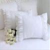 2-Pack Bright White Pillow Shams Cases Covers with Ruffles and Embroidery Lace Egypt Cotton King Size 20"X36" Princess Girls Bed view 3