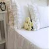 2-Pack Bright White Pillow Shams Cases Covers with Ruffles and Embroidery Lace Egypt Cotton King Size 20"X36" Princess Girls Bed view 4