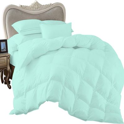 1 Piece Comforter and 3 Piece Duvet Cover Twin/Twin XL by High Kotton Premium 800 Thread Count 100% Egyptian Cotton Deep Solid Luxurious Hotel Class Bedding Super Soft Aqua Blue