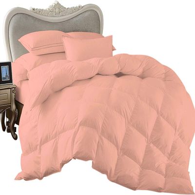 1 Piece Comforter and 3 Piece Duvet Cover Olympic Queen by High Kotton Premium 800 Thread Count 100% Egyptian Cotton Deep Solid Luxurious Hotel Class Bedding Super Soft Peach