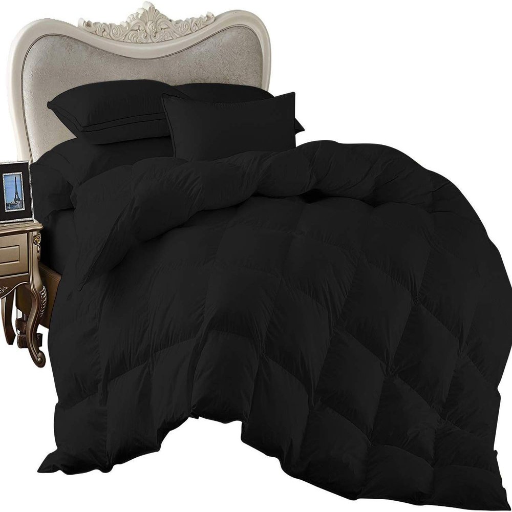 1 Piece Comforter and 3 Piece Duvet Cover Twin/Twin XL by High Kotton Premium 800 Thread Count 100% Egyptian Cotton Deep Solid Luxurious Hotel Class Bedding Super Soft Black