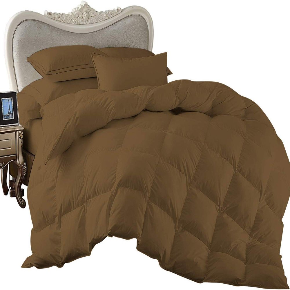 1 Piece Comforter and 3 Piece Duvet Cover Twin/Twin XL by High Kotton Premium 800 Thread Count 100% Egyptian Cotton Deep Solid Luxurious Hotel Class Bedding Super Soft Taupe