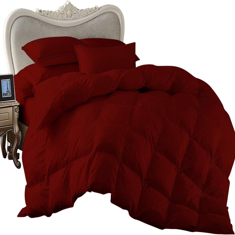 1 Piece Comforter and 3 Piece Duvet Cover Olympic Queen by High Kotton Premium 800 Thread Count 100% Egyptian Cotton Deep Solid Luxurious Hotel Class Bedding Super Soft Burgundy