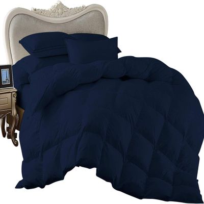 1 Piece Comforter and 3 Piece Duvet Cover King/California King by High Kotton Premium 800 Thread Count 100% Egyptian Cotton Deep Solid Luxurious Hotel Class Bedding Super Soft Navy