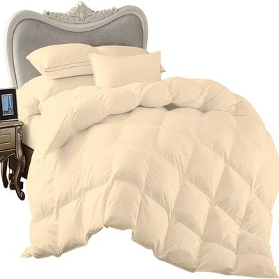 1 Piece Comforter and 3 Piece Duvet Cover Twin/Twin XL by High Kotton Premium 800 Thread Count 100% Egyptian Cotton Deep Solid Luxurious Hotel Class Bedding Super Soft Ivory