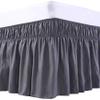 Wrap Around Bed Skirts, Cotton Bedskirt Elastic Dust Ruffle Silky Soft & Wrinkle Free Classic Stylish Look in Your Bedroom 15'' Drop - Dark Grey view 1