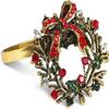 Legigo Set of 6 Christmas Wreath Napkin Rings Set- Metal Xmas Napkin Ring Holders for Cloth Napkins, Christmas Holiday Party Dinner Table Decoration view 1