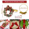 Legigo Set of 6 Christmas Wreath Napkin Rings Set- Metal Xmas Napkin Ring Holders for Cloth Napkins, Christmas Holiday Party Dinner Table Decoration view 2