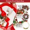Legigo Set of 6 Christmas Wreath Napkin Rings Set- Metal Xmas Napkin Ring Holders for Cloth Napkins, Christmas Holiday Party Dinner Table Decoration view 3