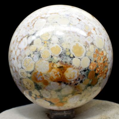 2.5" King Cobra Jasper Sphere Natural Multicolor Orbicular Orbs Mineral Ball Chalcedony Druzy Crystal Polished Gemstone - India + Stand