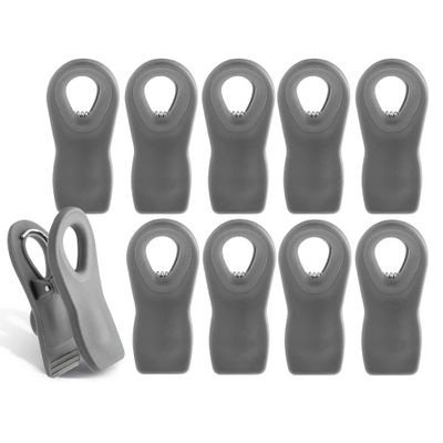 COOK WITH COLOR Bag Clips with Magnet- Food, Chip, Bag Clips for Food Storage with Airtight Seal Grip for Bread, Snack and Food Bags (Gray, Pack of 10)