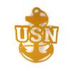Metal US NAVY Chief Fouled Anchor 12 Inches Tall (Dark Yellow) view 1