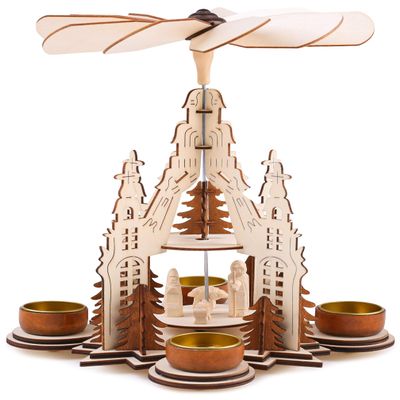 BRUBAKER Christmas Pyramid - Nativity Scene with Jesus in a Manger - Designed in Germany