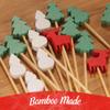 BambooMN - Christmas Holiday Bamboo Party Picks Skewers for Fruit Sandwiches Cocktails - 5.9" (15cm) - Pinetree, Reindeer, Snowman - 300pcs view 3