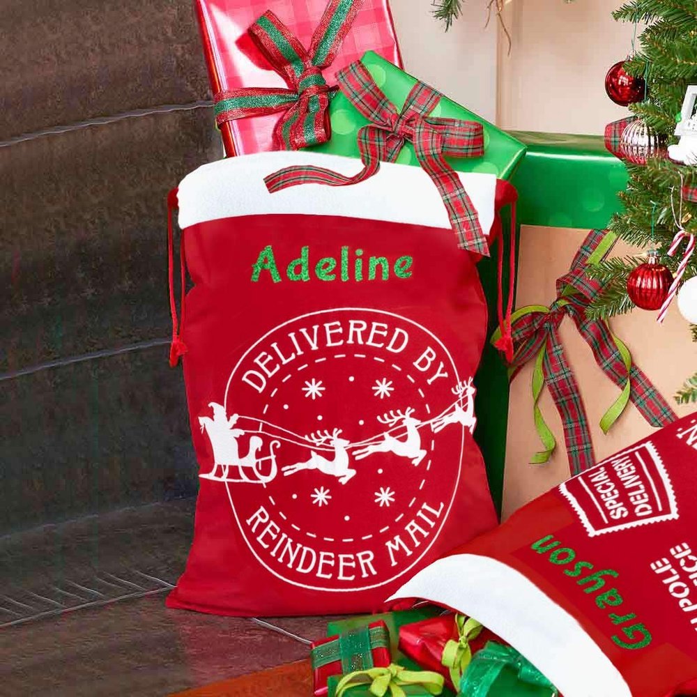 DIBSIES Personalized Santa Sack - Extra Large (Reindeer Mail)