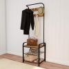 Lavish Home Entryway Coat Rack- Metal Hall Tree-Storage Bench, 18 W, Silver view 1