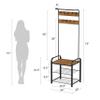 Lavish Home Entryway Coat Rack- Metal Hall Tree-Storage Bench, 18 W, Silver view 2