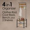 Lavish Home Entryway Coat Rack- Metal Hall Tree-Storage Bench, 18 W, Silver view 3