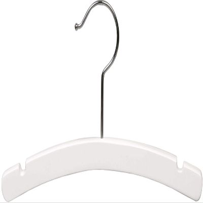 The Great American Hanger Company White Kids Top Hanger with Notches, Box of 25 Arched 12 Inch Wooden Hangers with Rounded Shoulders and Chrome Swivel Hook